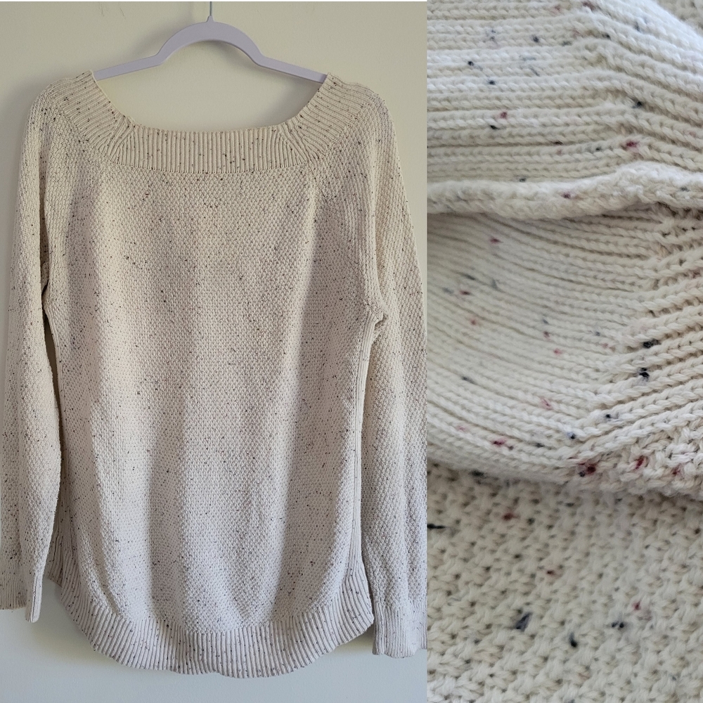 Loft Flecked Boatneck Light weigh Sweater Knit Top Size L